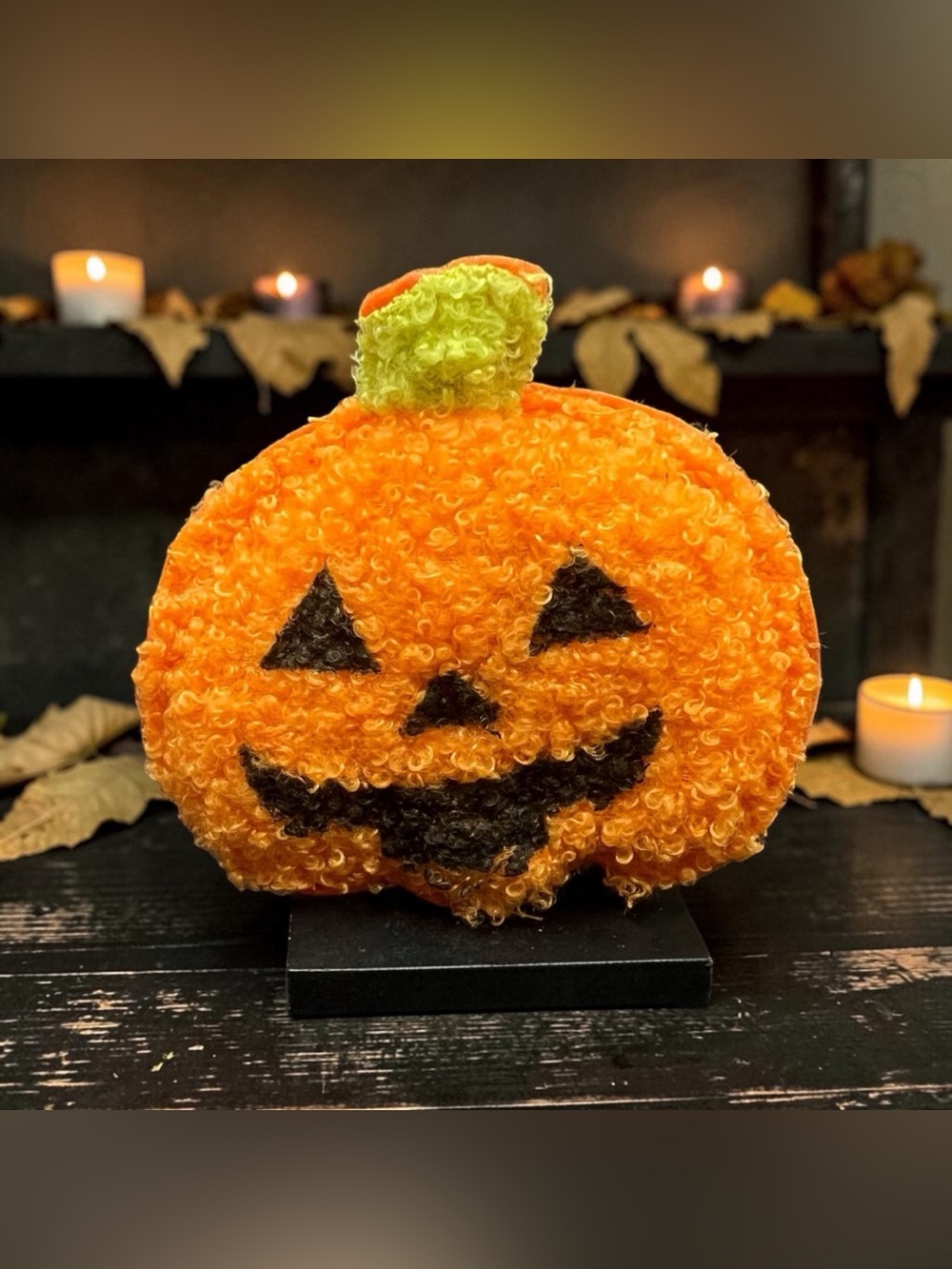 🎃 Halloween Orange Pumpkin Shaped Plush Icon Tabletop Decor Jack-O-Lantern